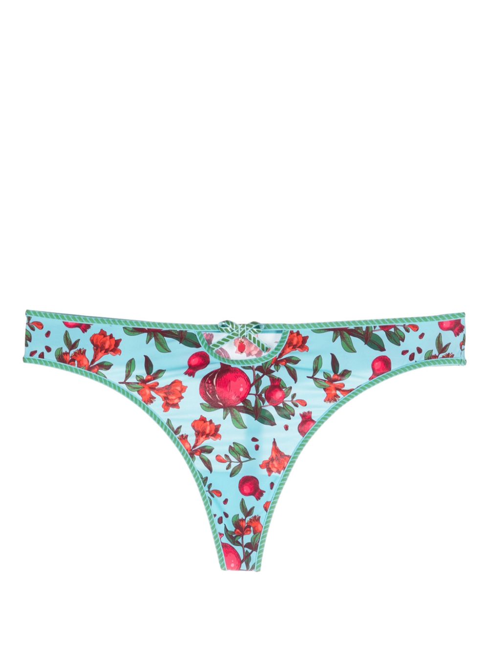 Forbidden fruit-print glitter thong - Blue