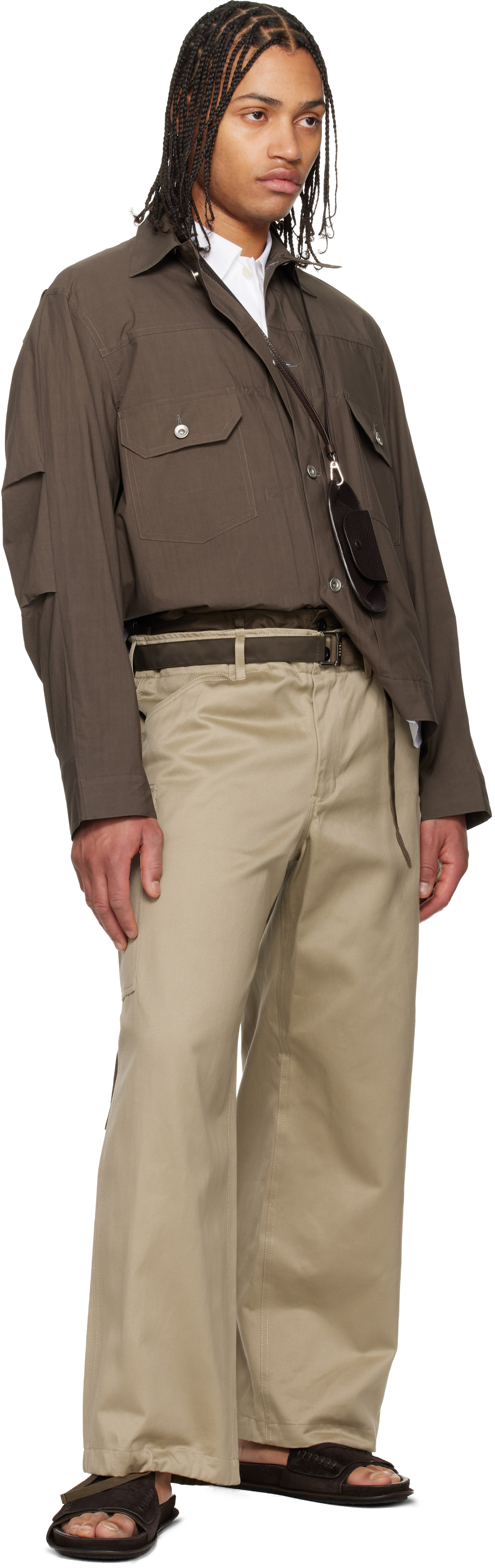 Tan Cotton Chino x Nylon Twill Cargo Pants