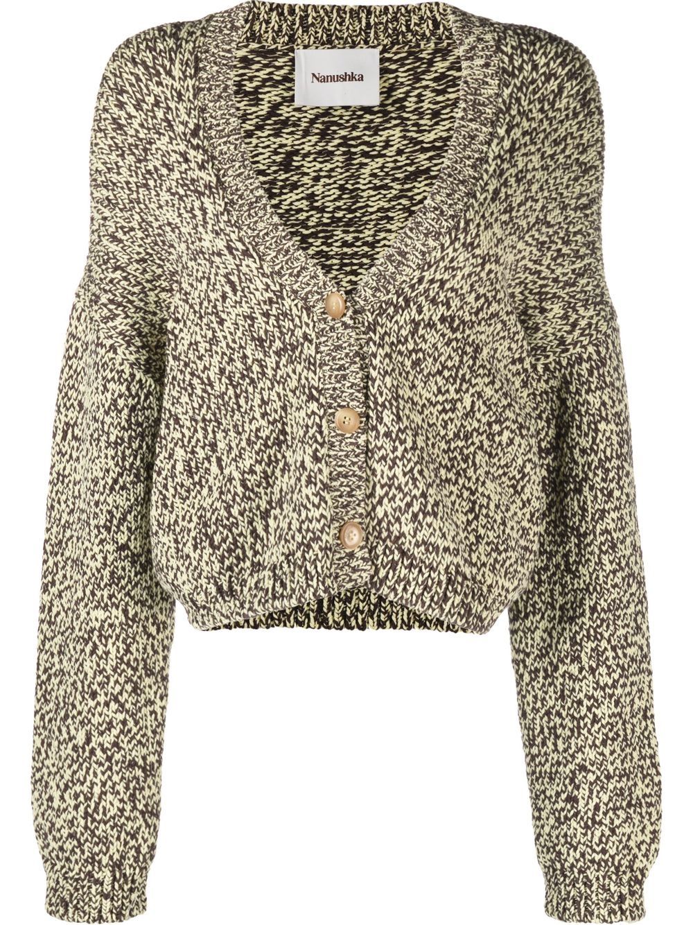 Two-tone jersey knit cardigan - Yellow