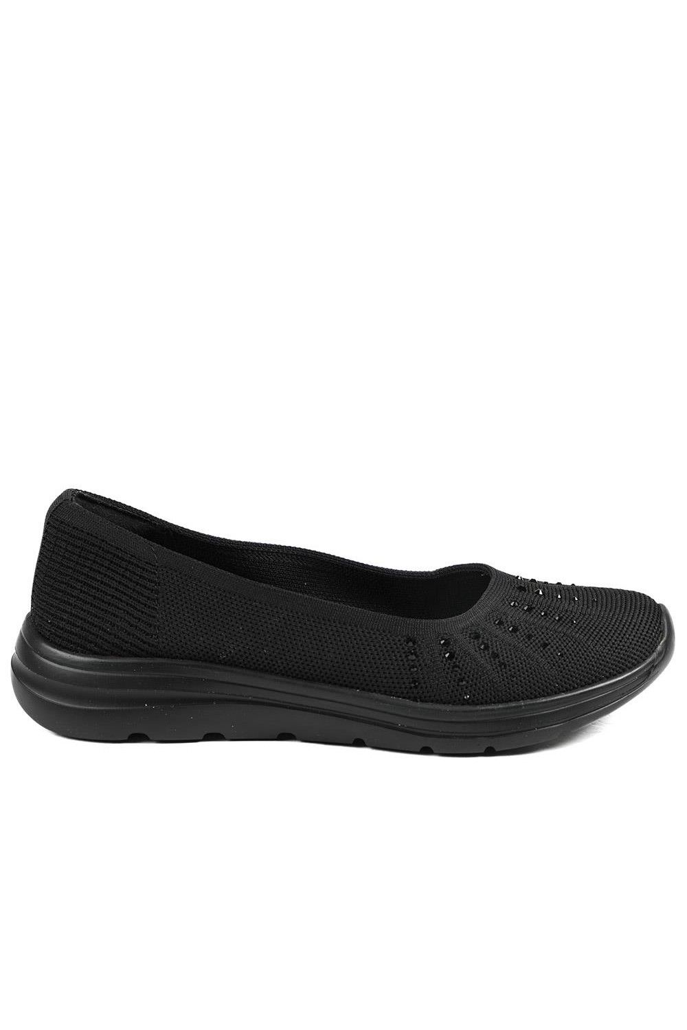 Pavers Women's Wide Fit Memory Foam Sporty Pumps Flat in Black