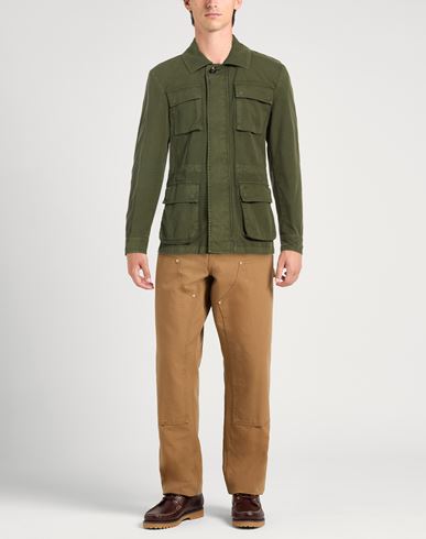 Man Jacket Military green Size L Cotton, Polyurethane