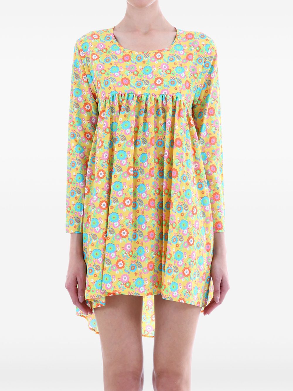 Floral-print mini dress - Yellow