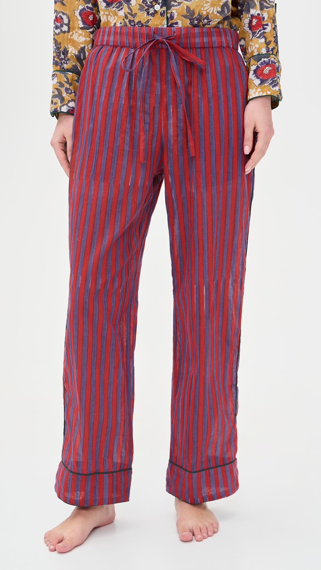 Long Pajama Set Purple & Burgundy Flowers