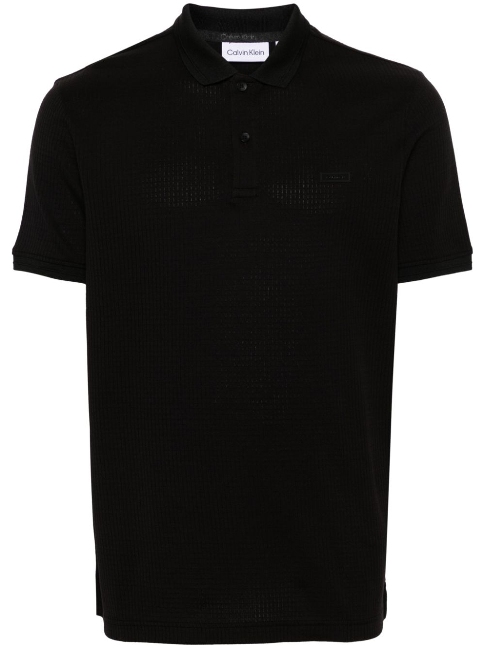 Logo-patch cotton polo shirt - Black