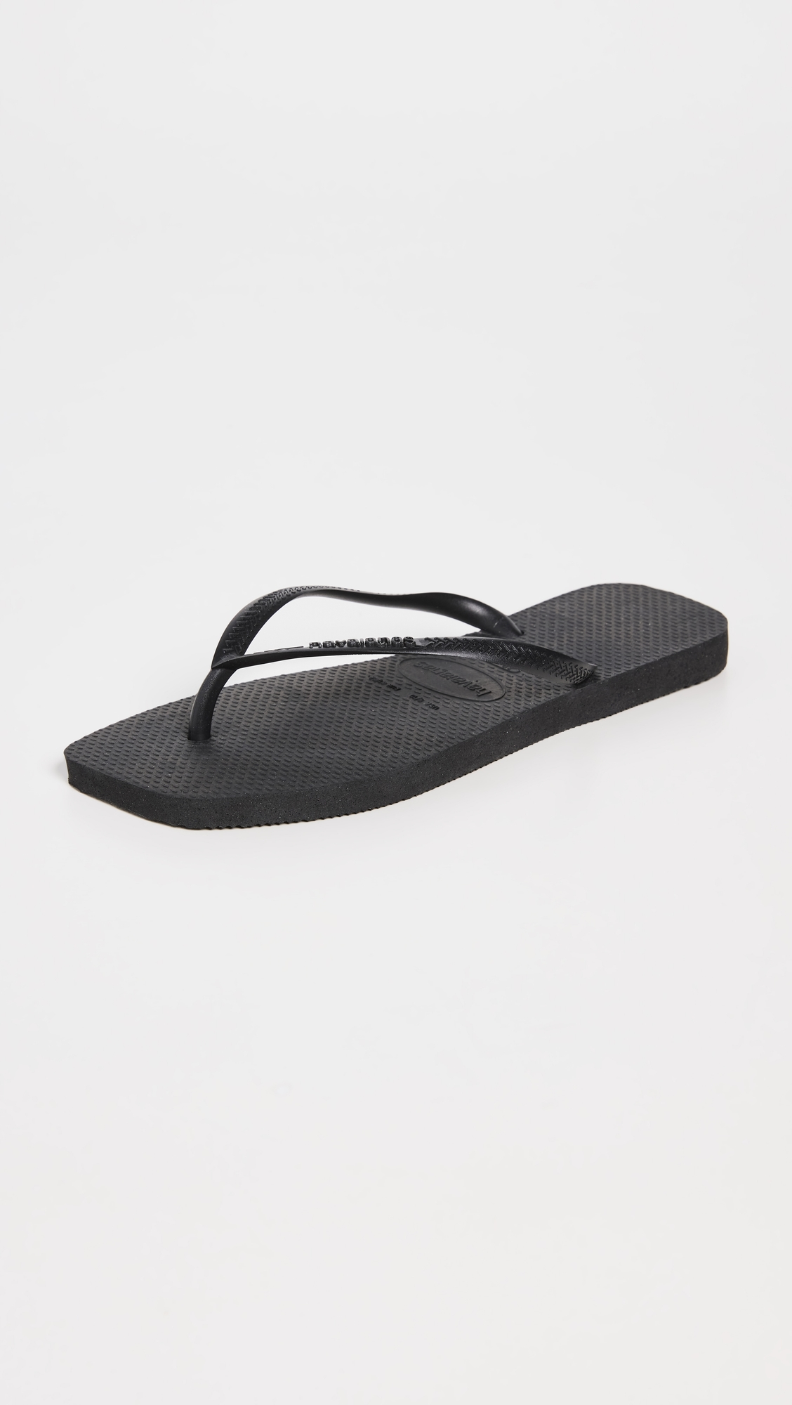 Slim Square Solid Flip Flops Black 8