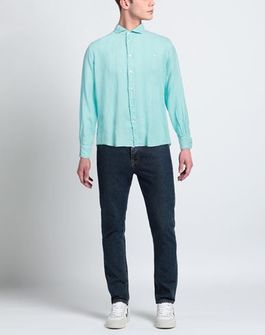 Man Shirt Turquoise Size L Linen