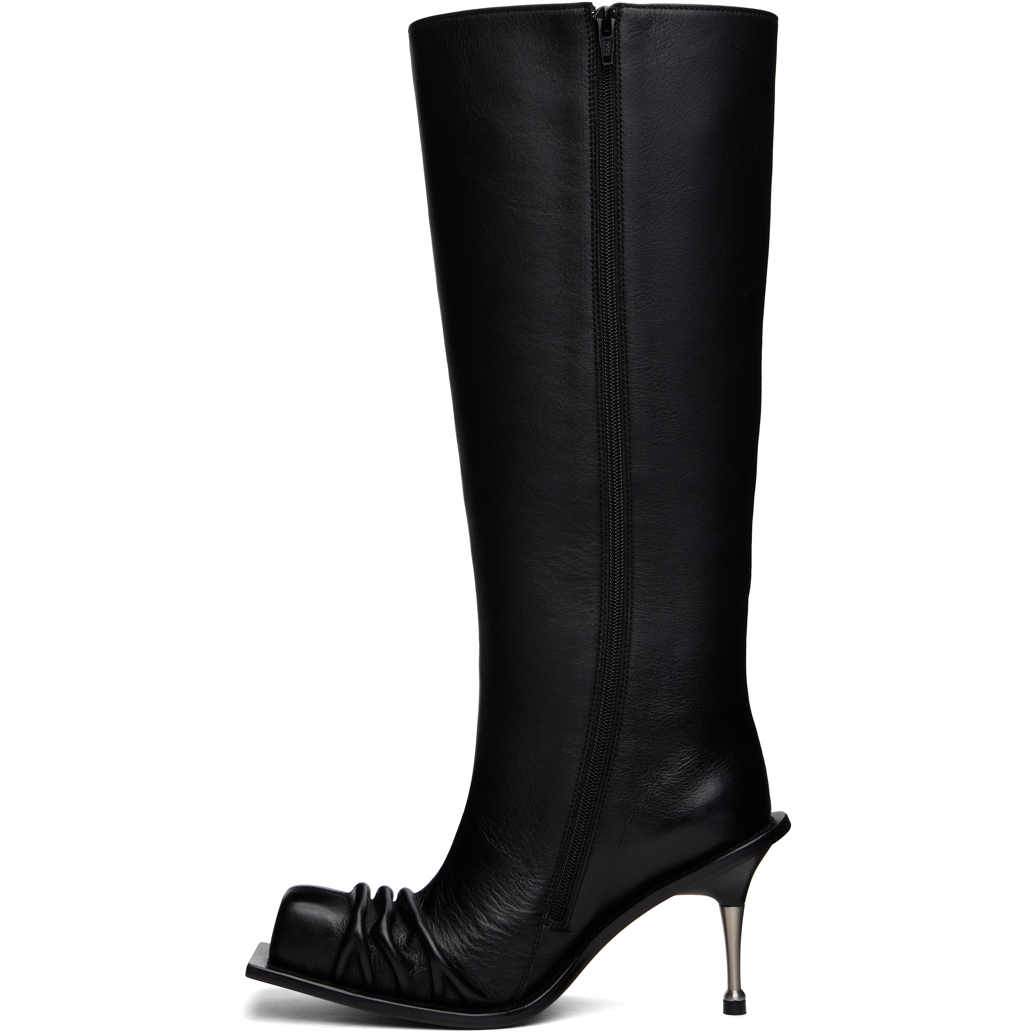 Black Stiletto Heel Classic Square Toe Boots