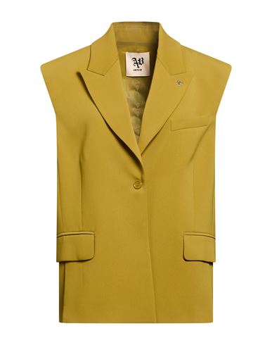 Woman Tailored Vest Mustard Size M Polyester, Elastane