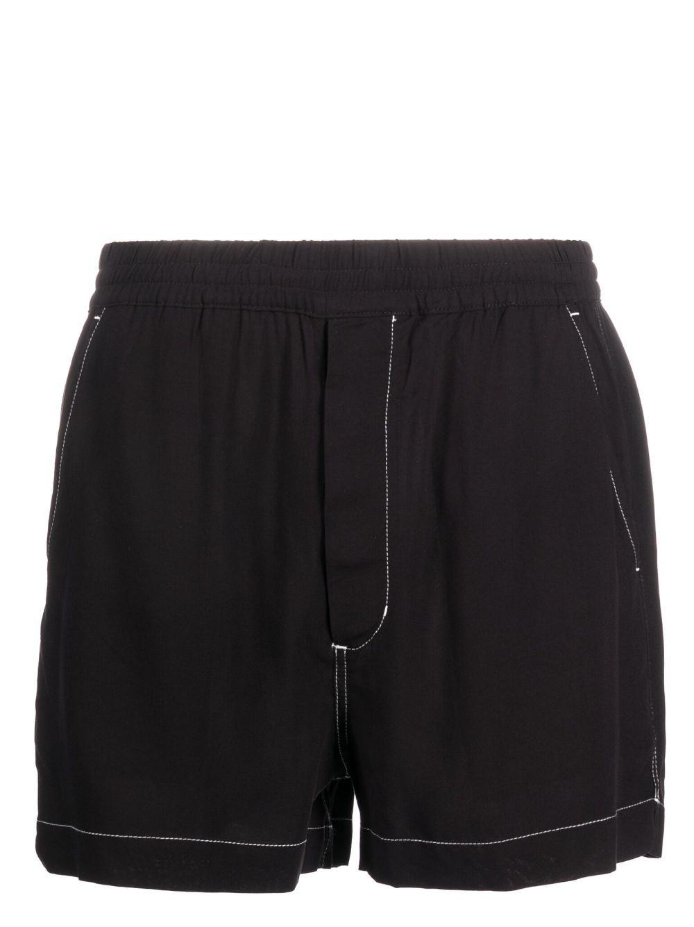 Contrast-stitch elasticated-waist shorts - Black