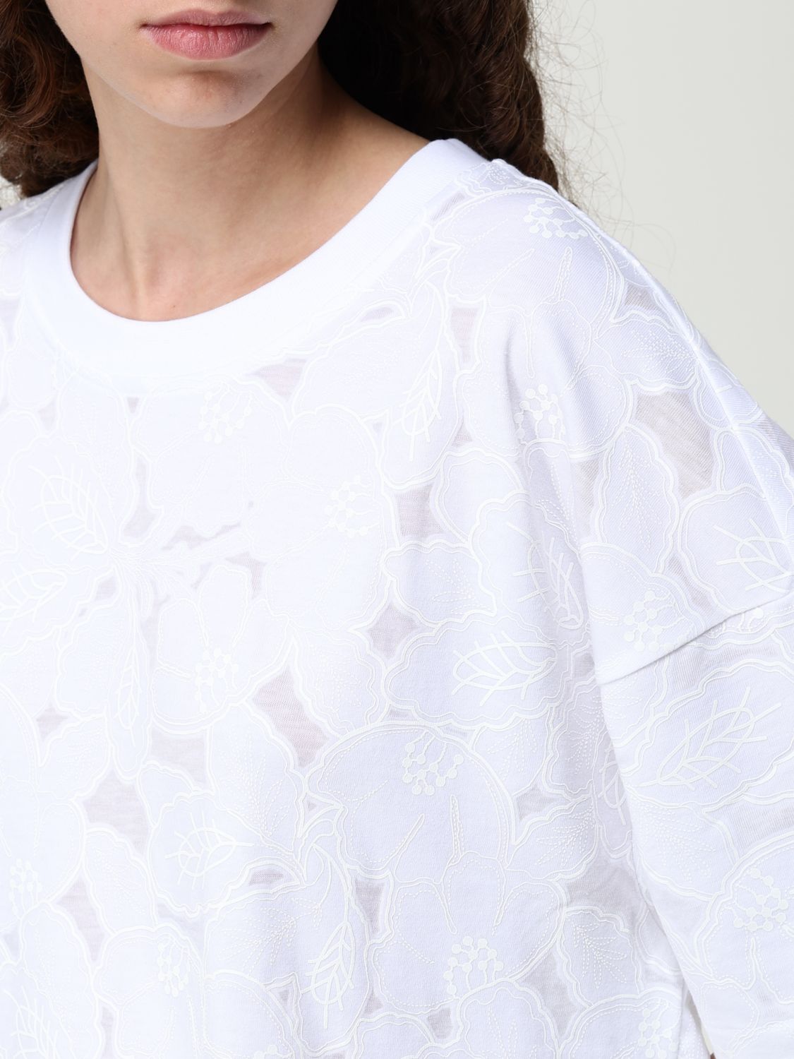 BOSS floral-jacquard T-shirt - White