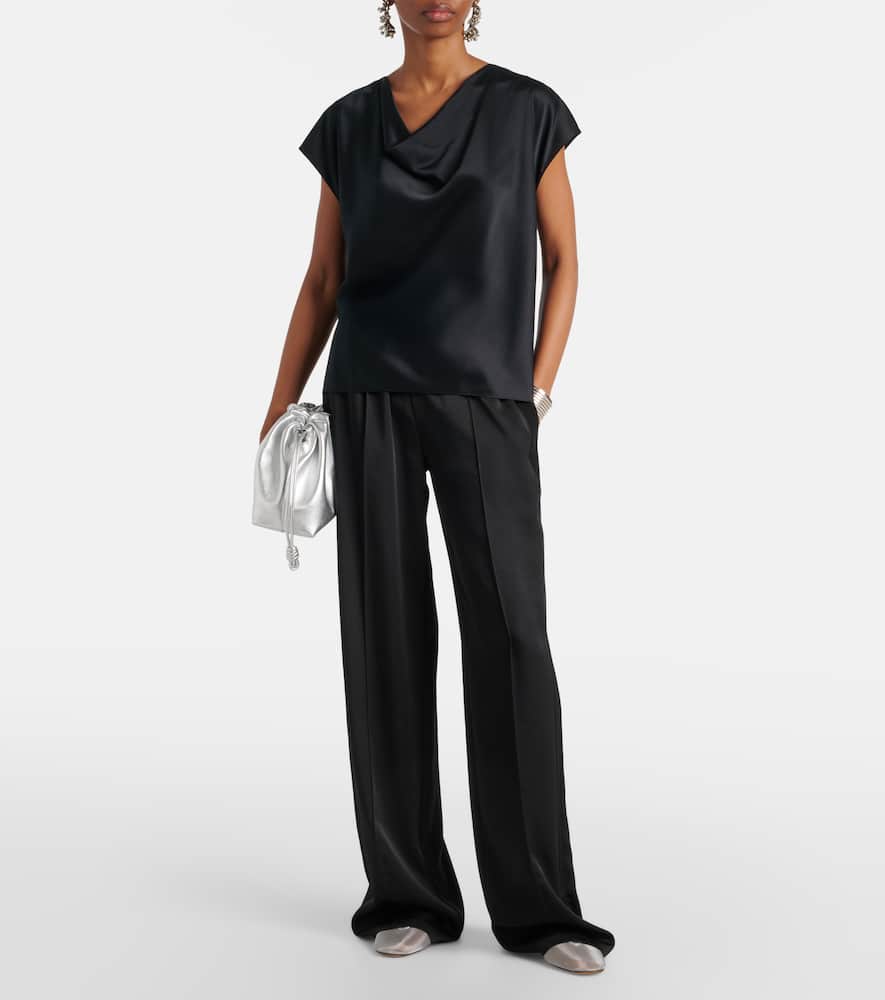 Draped silk satin top