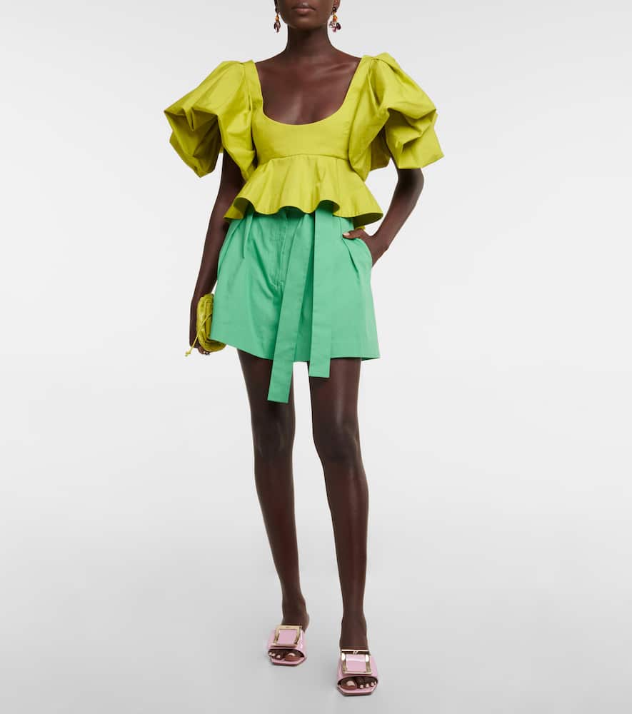 Oscar de la Renta High-rise wide-leg cotton shorts