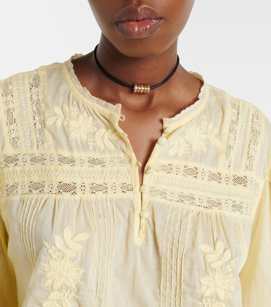Byrdie lace-trimmed cotton blouse