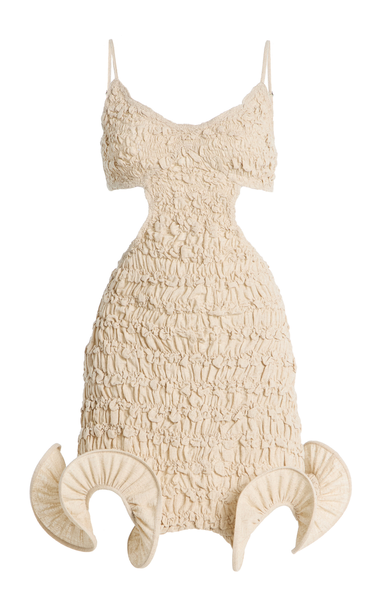 Exclusive Dina Shirred Linen-Blend Mini Dress