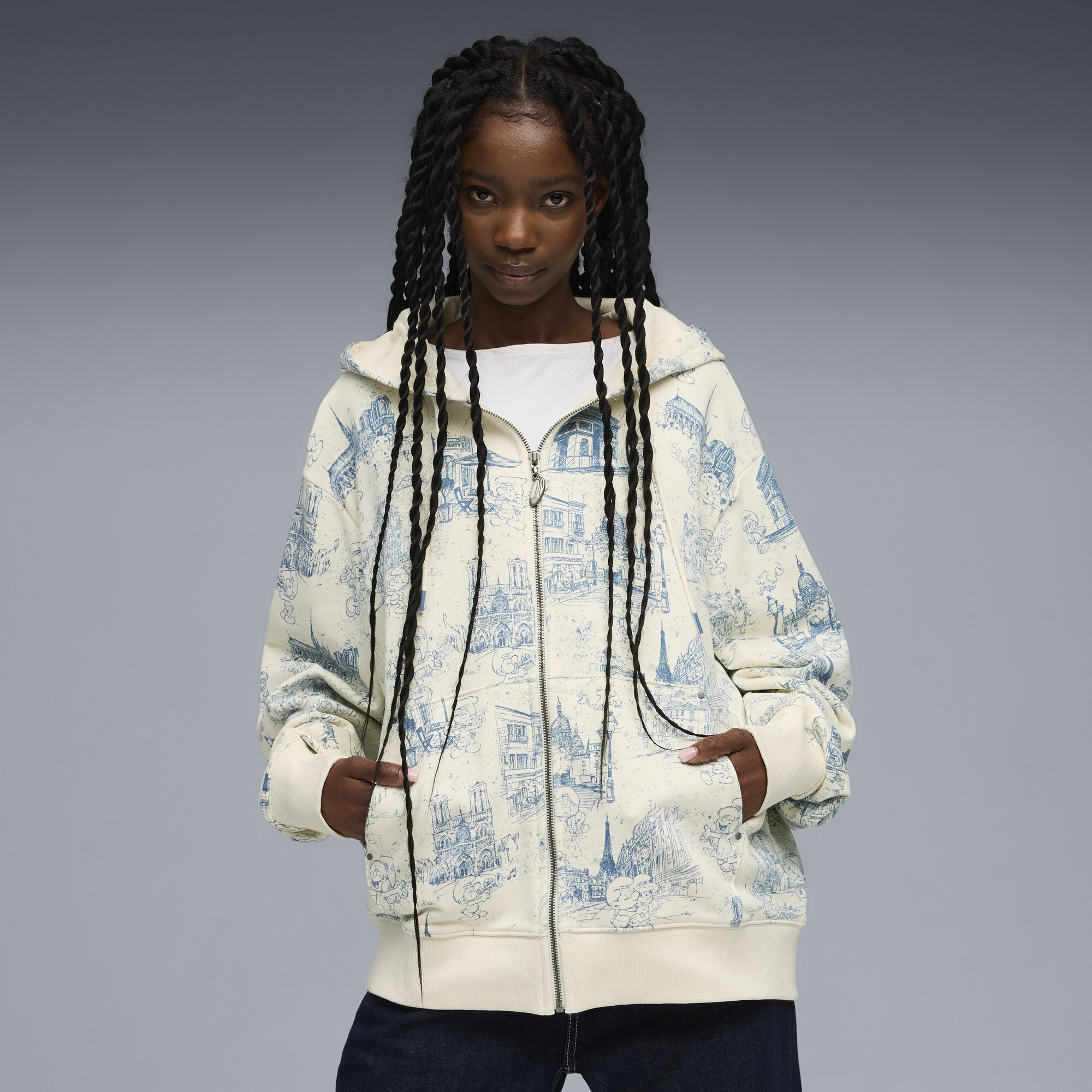 FENTY x PUMA x SMURFS Zip-Up Hoodie in Blue