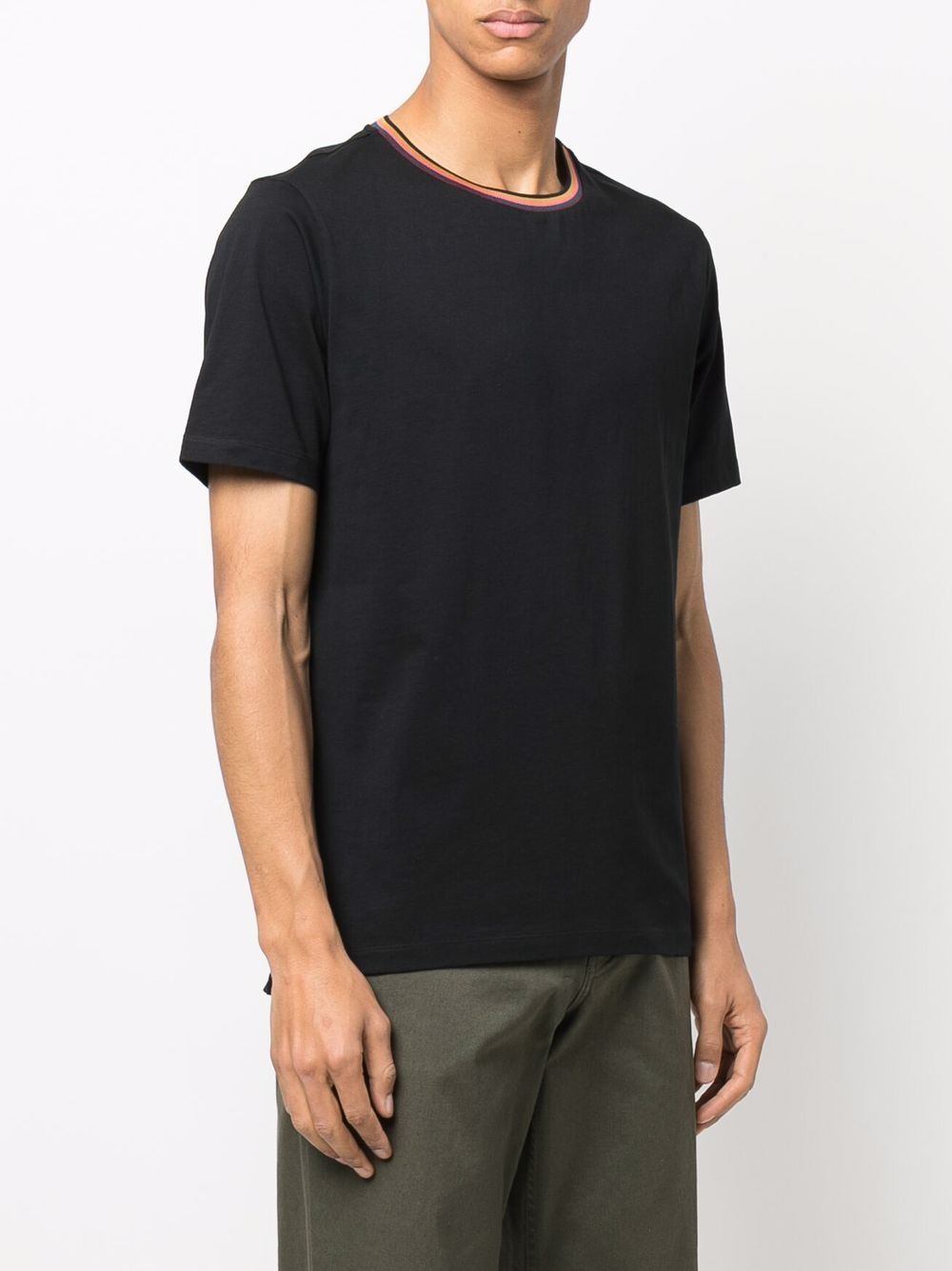 Stripe-trim organic cotton T-shirt