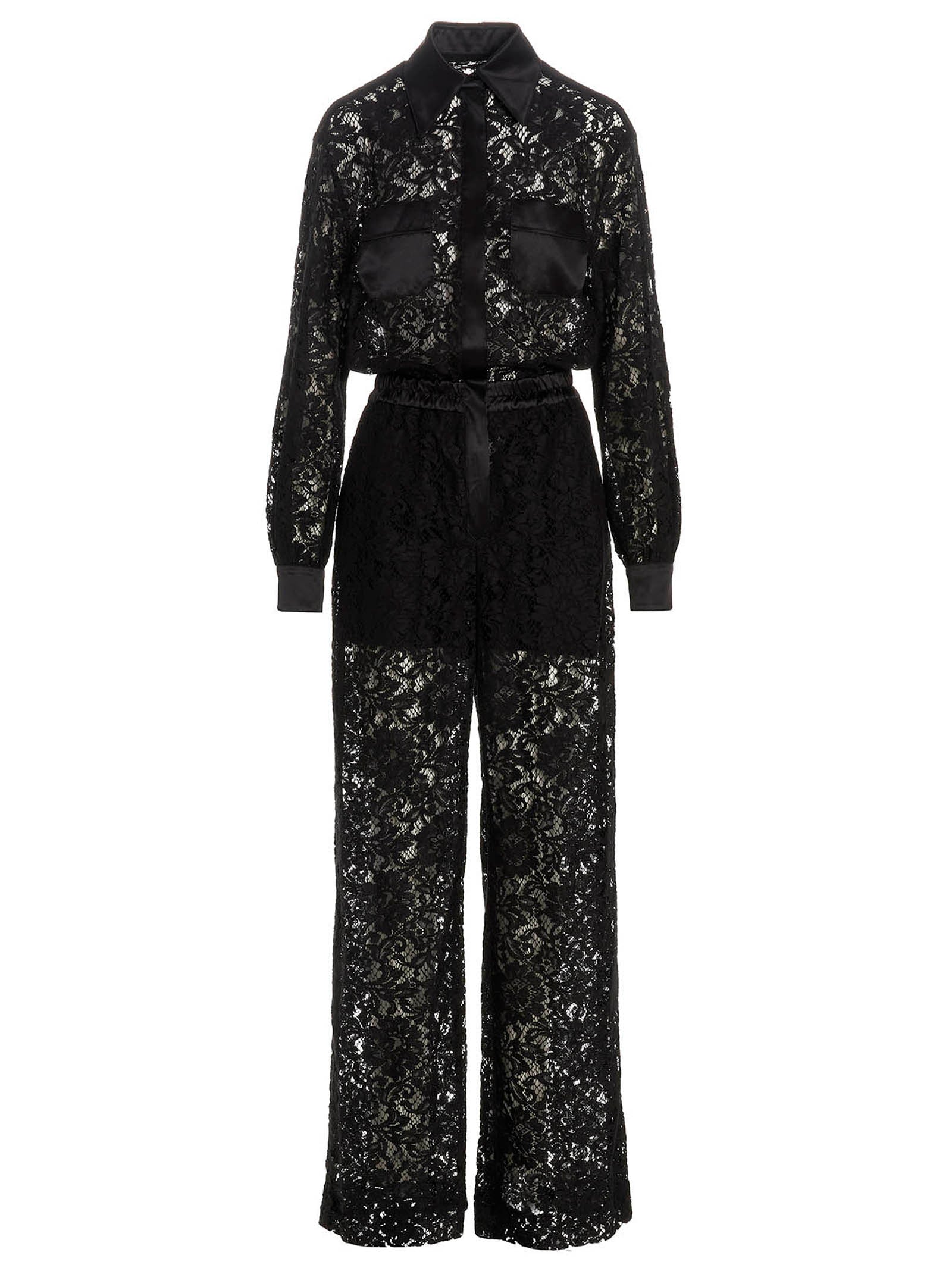 Lace Pant Suit — Black