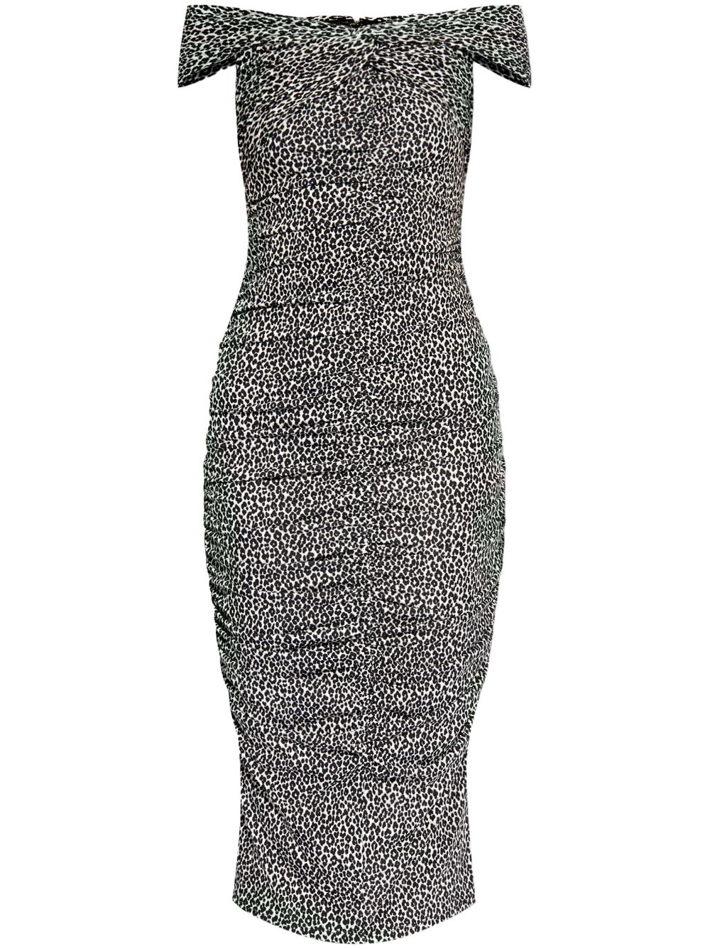 Leopard-print midi dress - Black