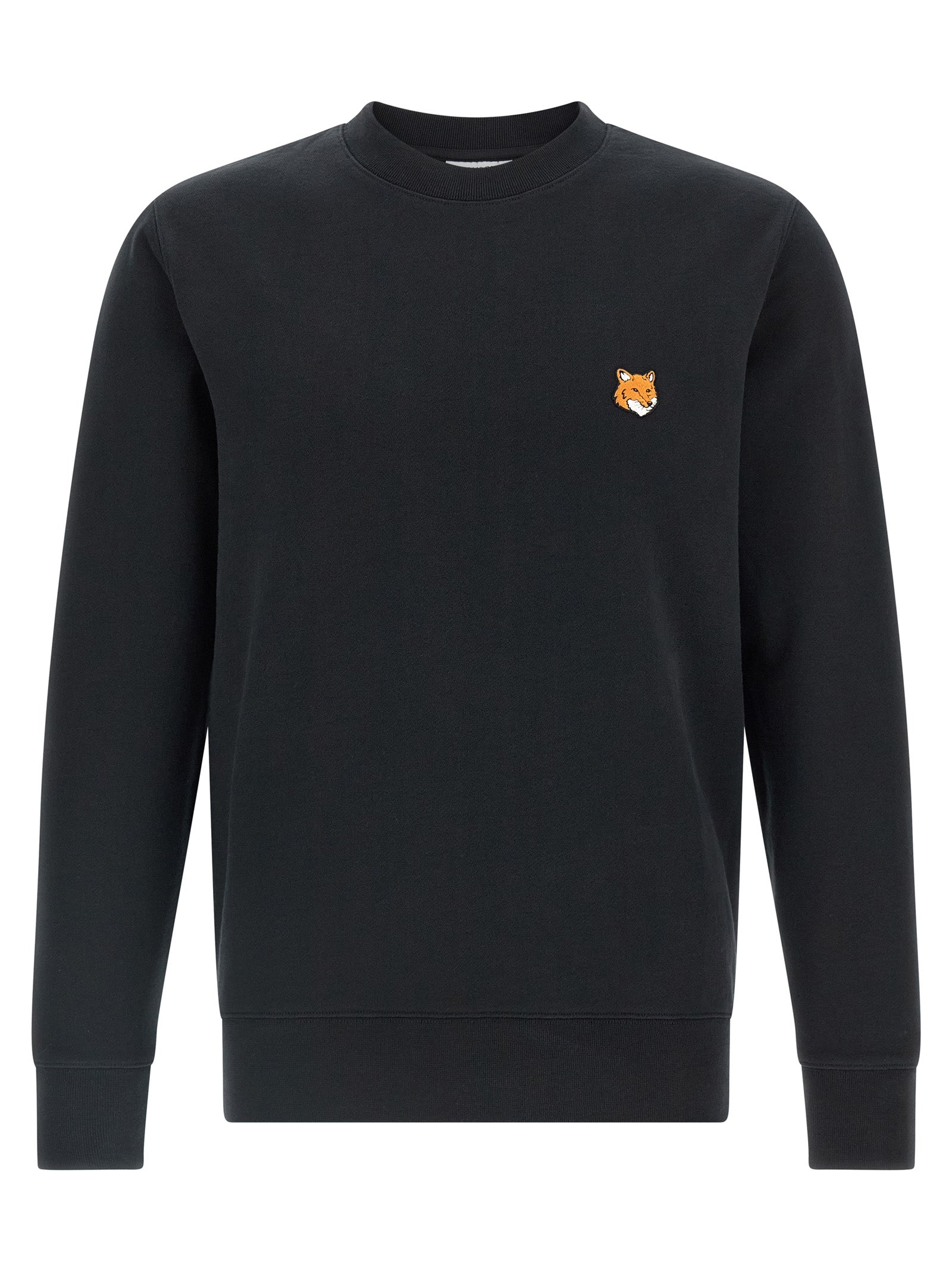 Fox Head Embroidered Cotton Sweatshirt — Black