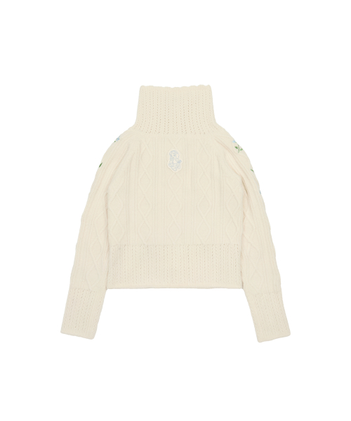 SNOW WHITE_RIBBON KNIT CARDIGAN