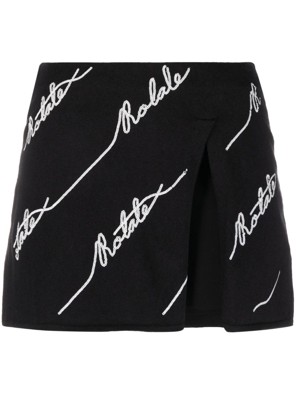Logo-embellished knitted miniskirt - Black