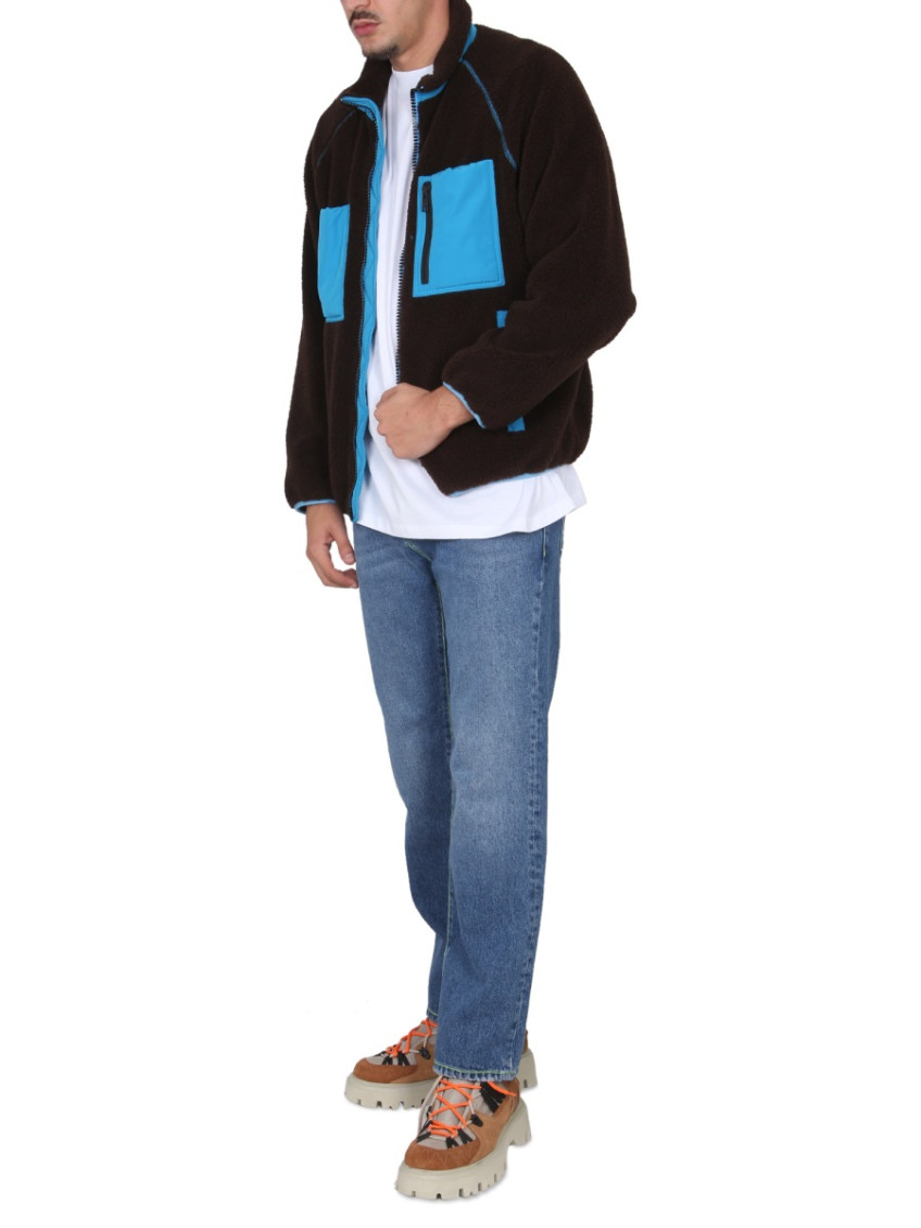 Logo-patch fleece jacket