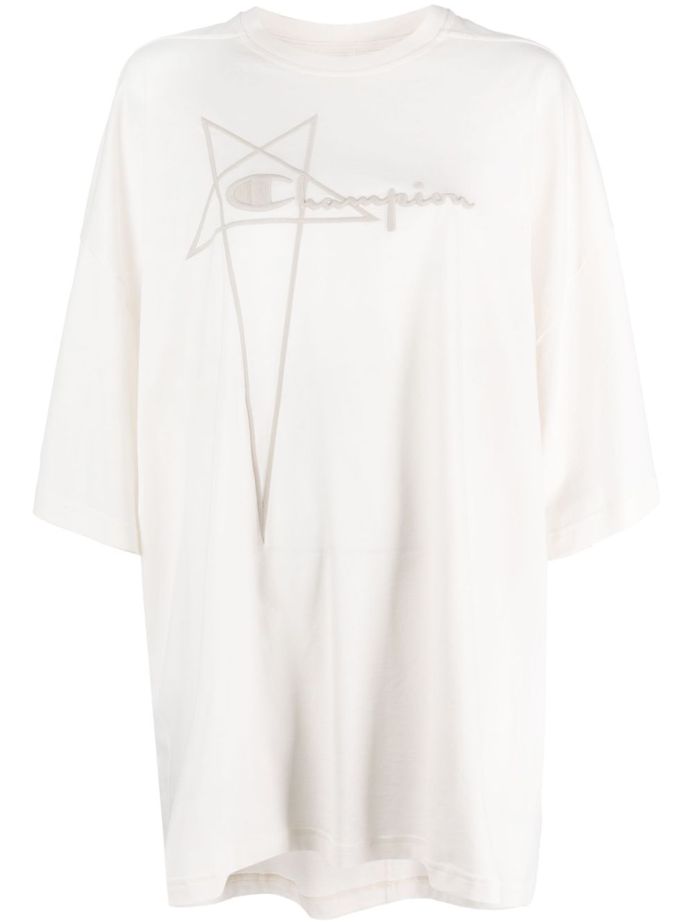 Logo-embossed oversized cotton T-shirt - Neutrals