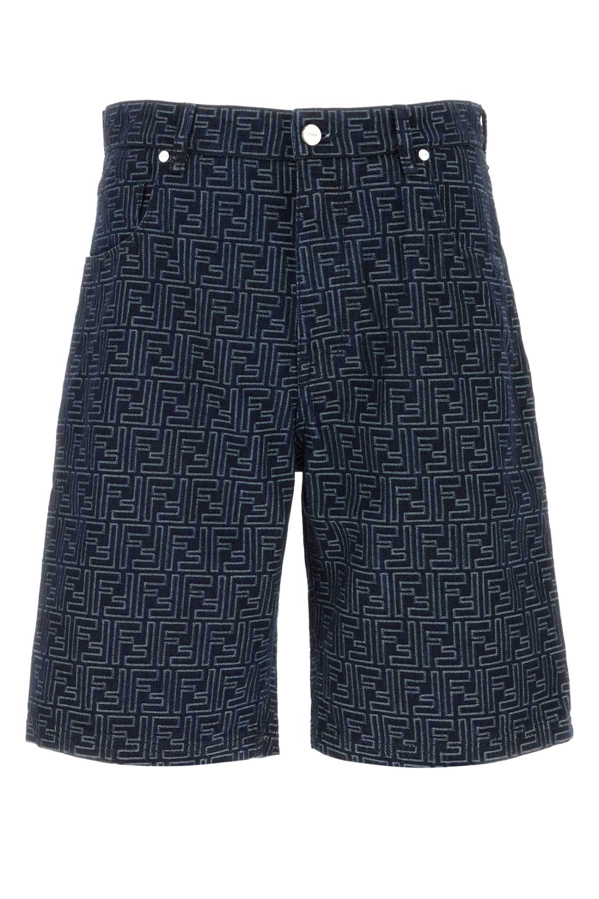 Logo-Jacquard Cotton Bermuda Shorts — Navy
