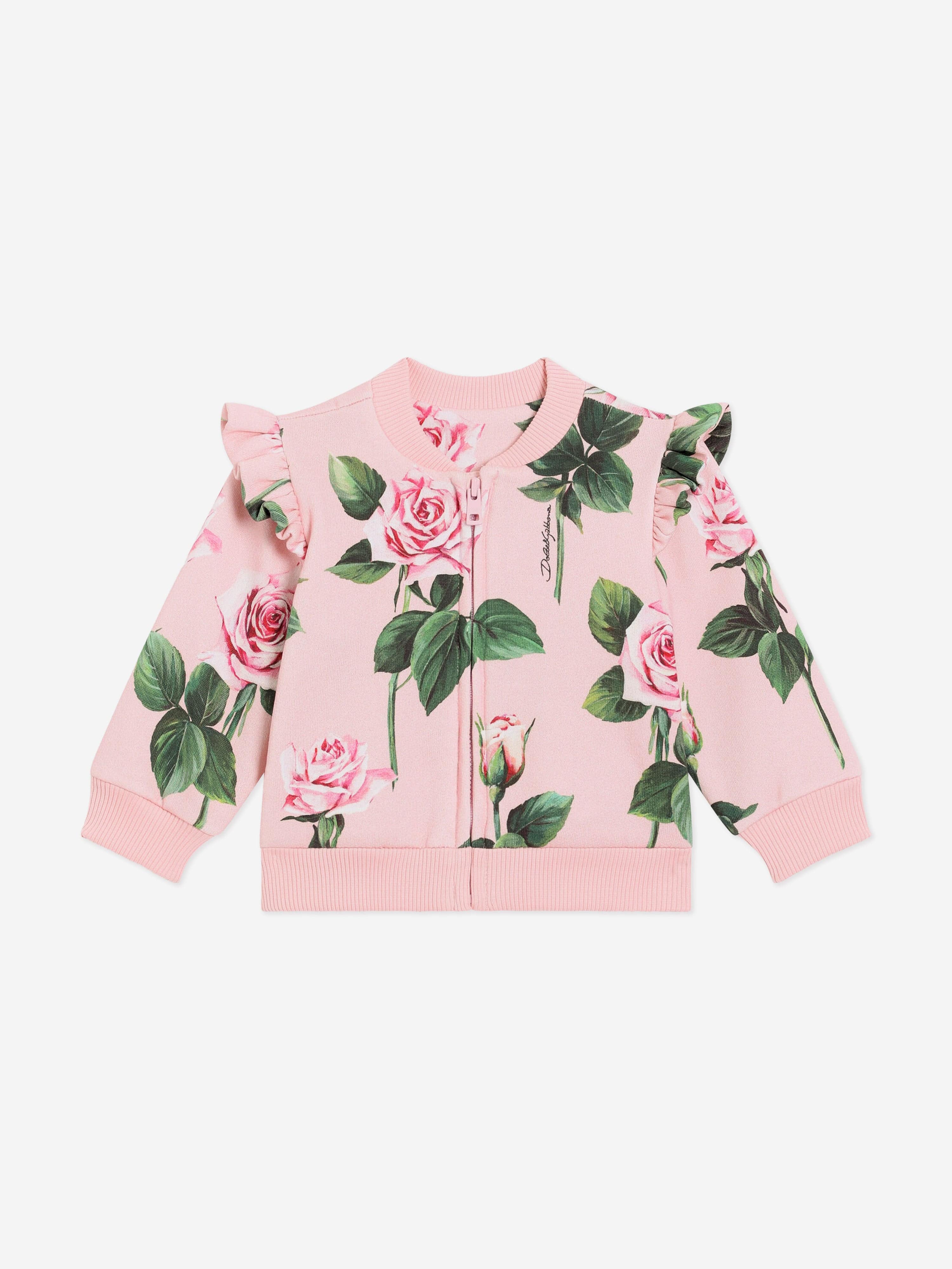 Baby Girls Rose Print Sweatshirt in Pink