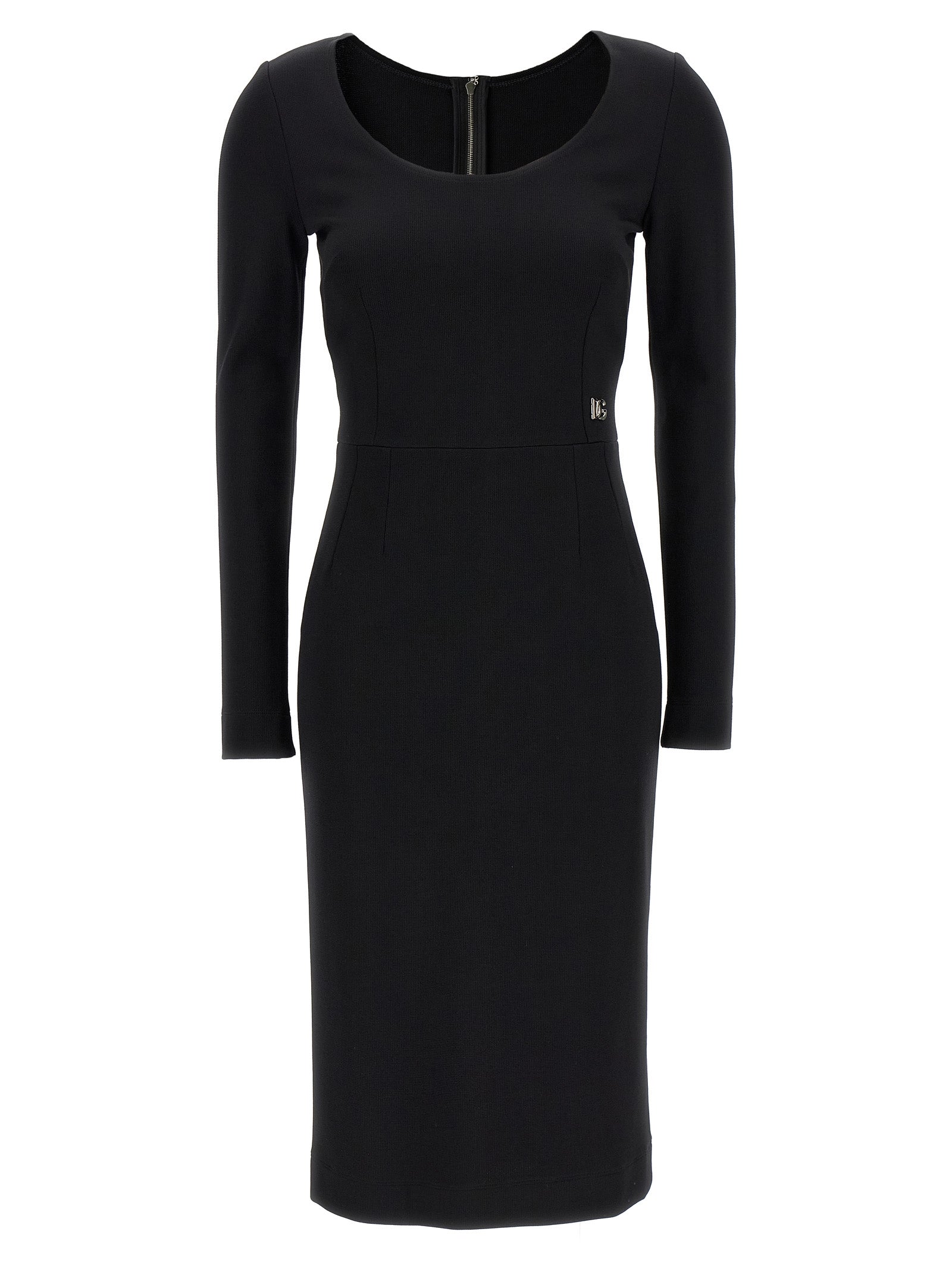 Stretch Viscose Midi Dress — Black