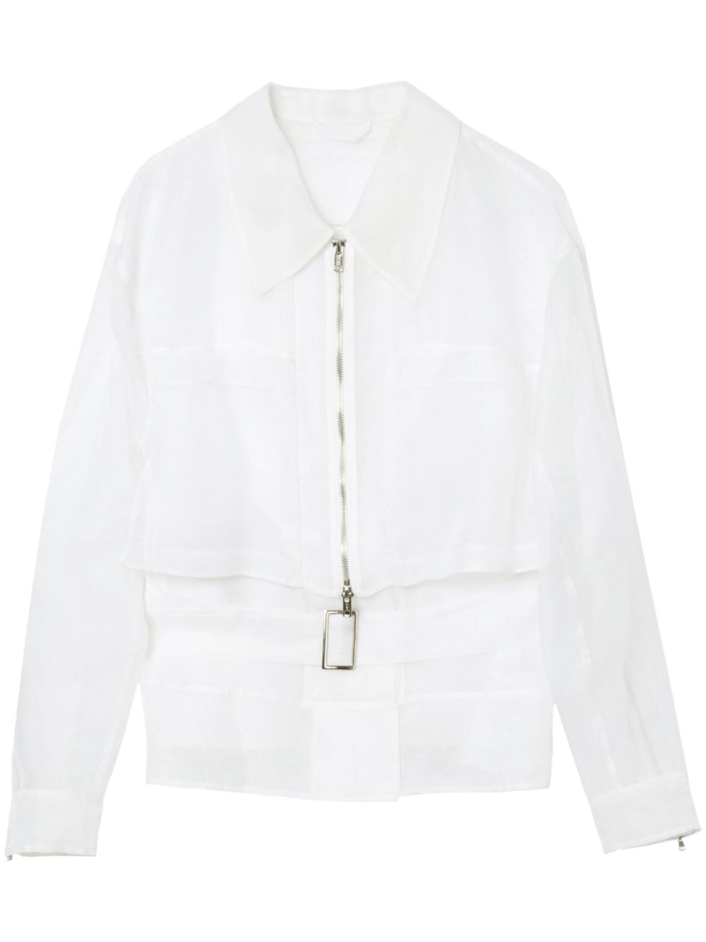 Layered belted silk jacket - White