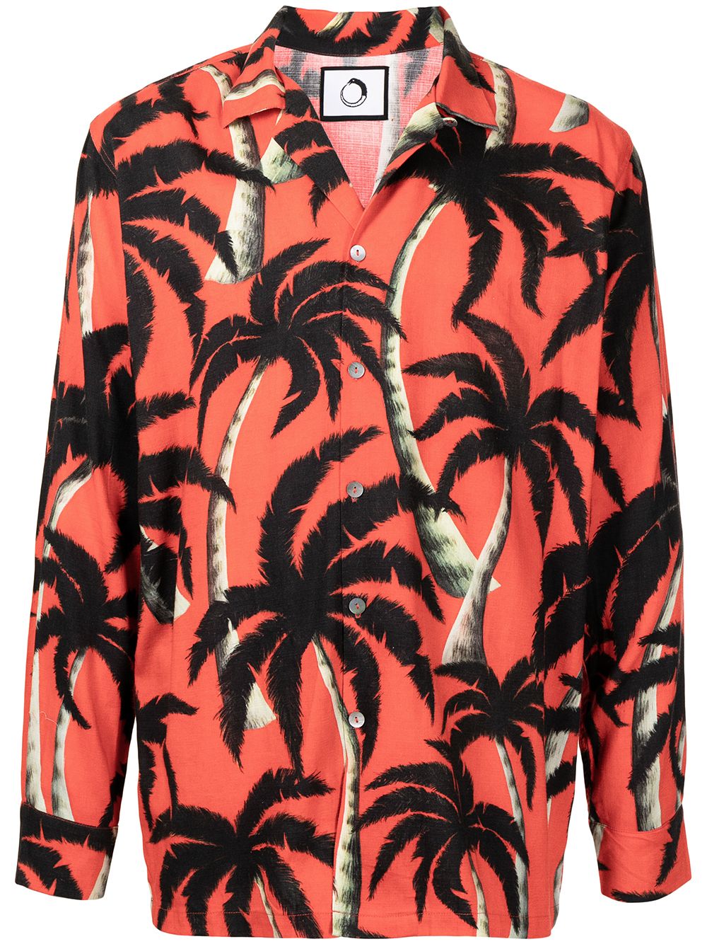 Palm tree-print tencel shirt - Red