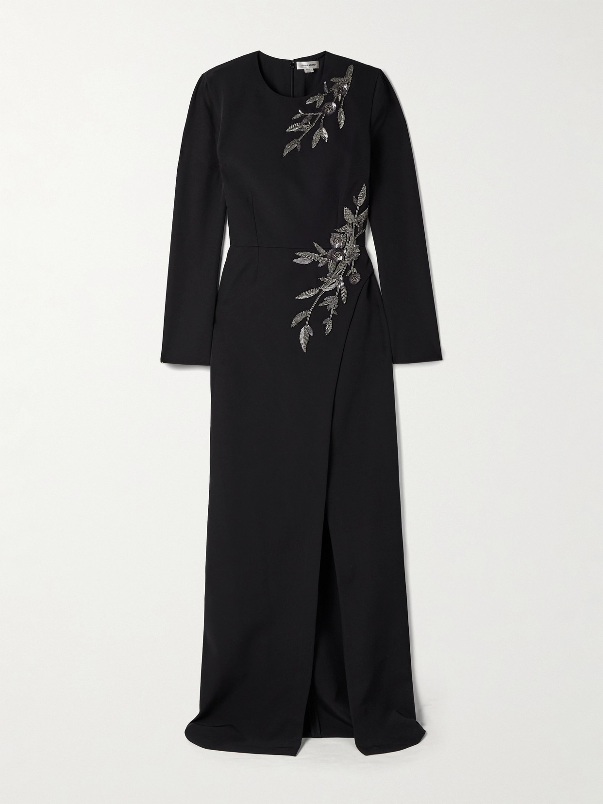 Embellished Draped Cady Gown - Black