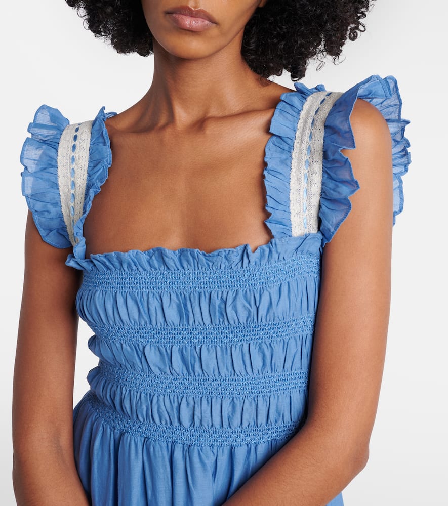 Aubrie lace-trimmed cotton voile midi dress