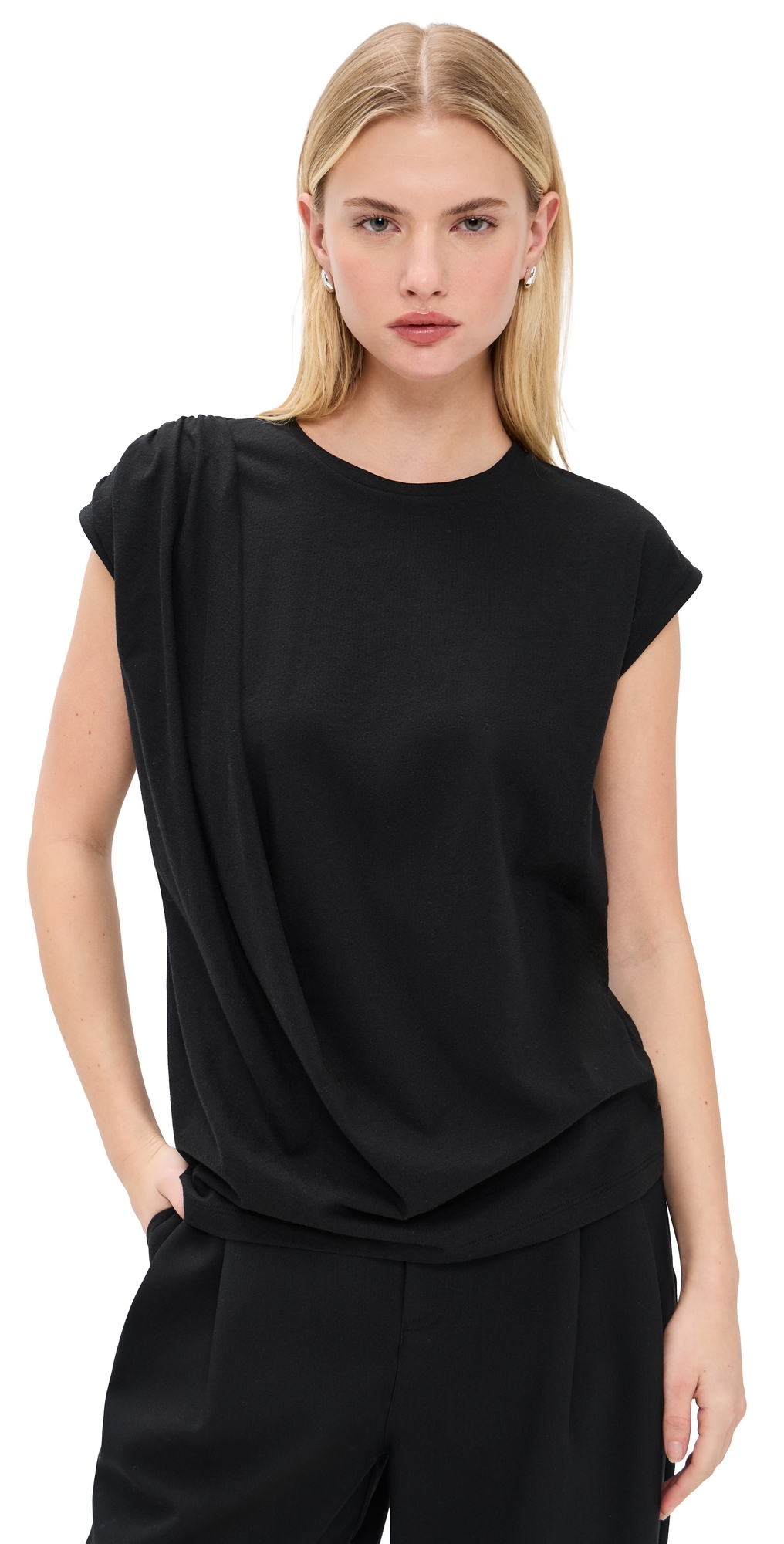 Relaxed Drape Top Black