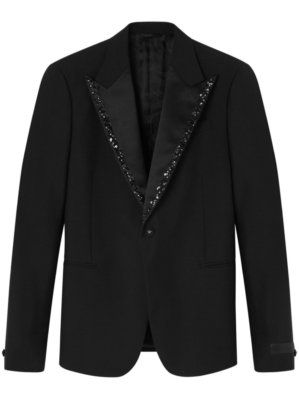 Pailette-embellished single-breasted blazer - Black