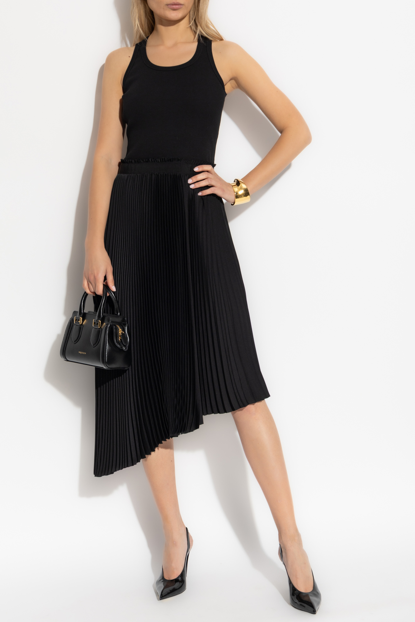 Dress With Pleated Skirt, Women's, Black