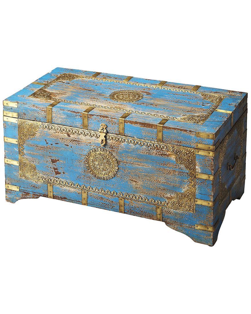 Neela Painted Brass Inlay Storage Trunk
