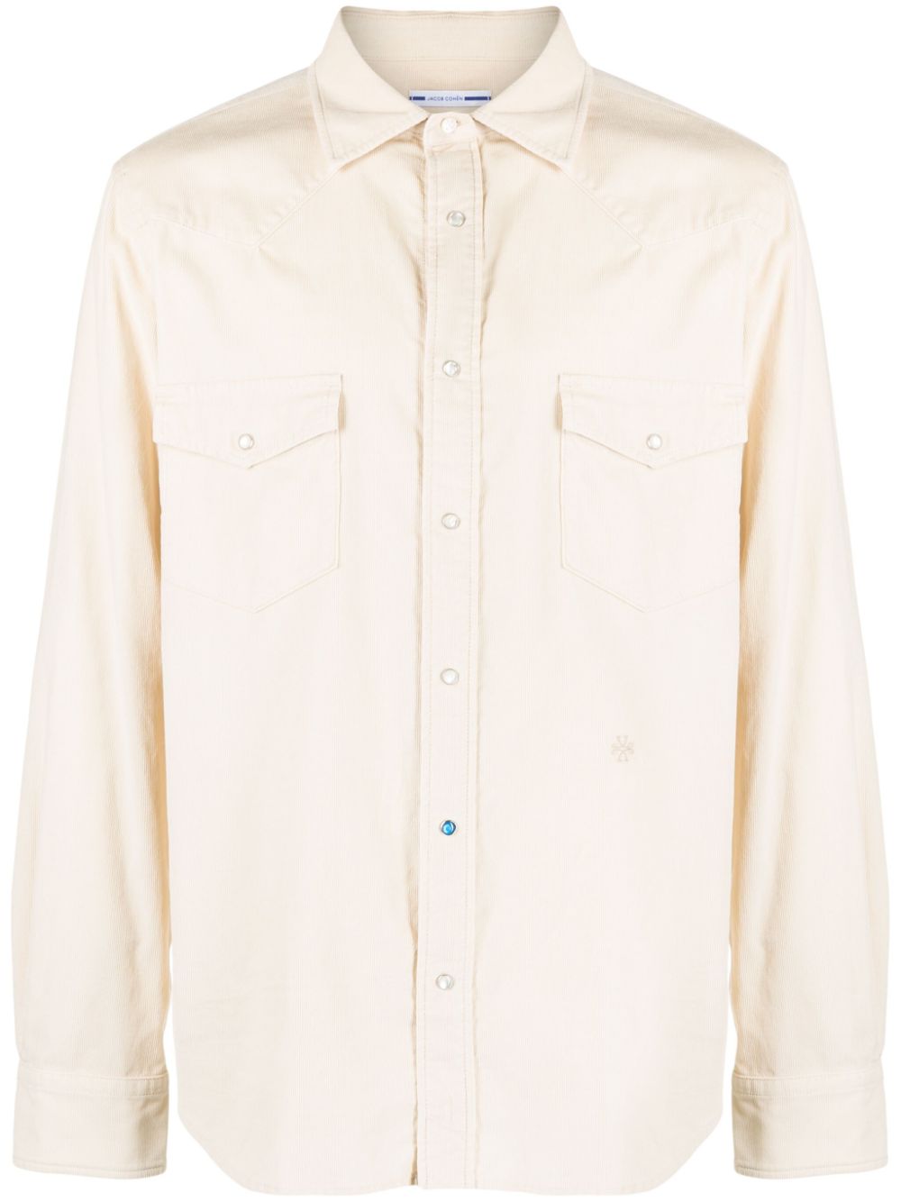 Logo-embroidery corduroy cotton shirt - Neutrals