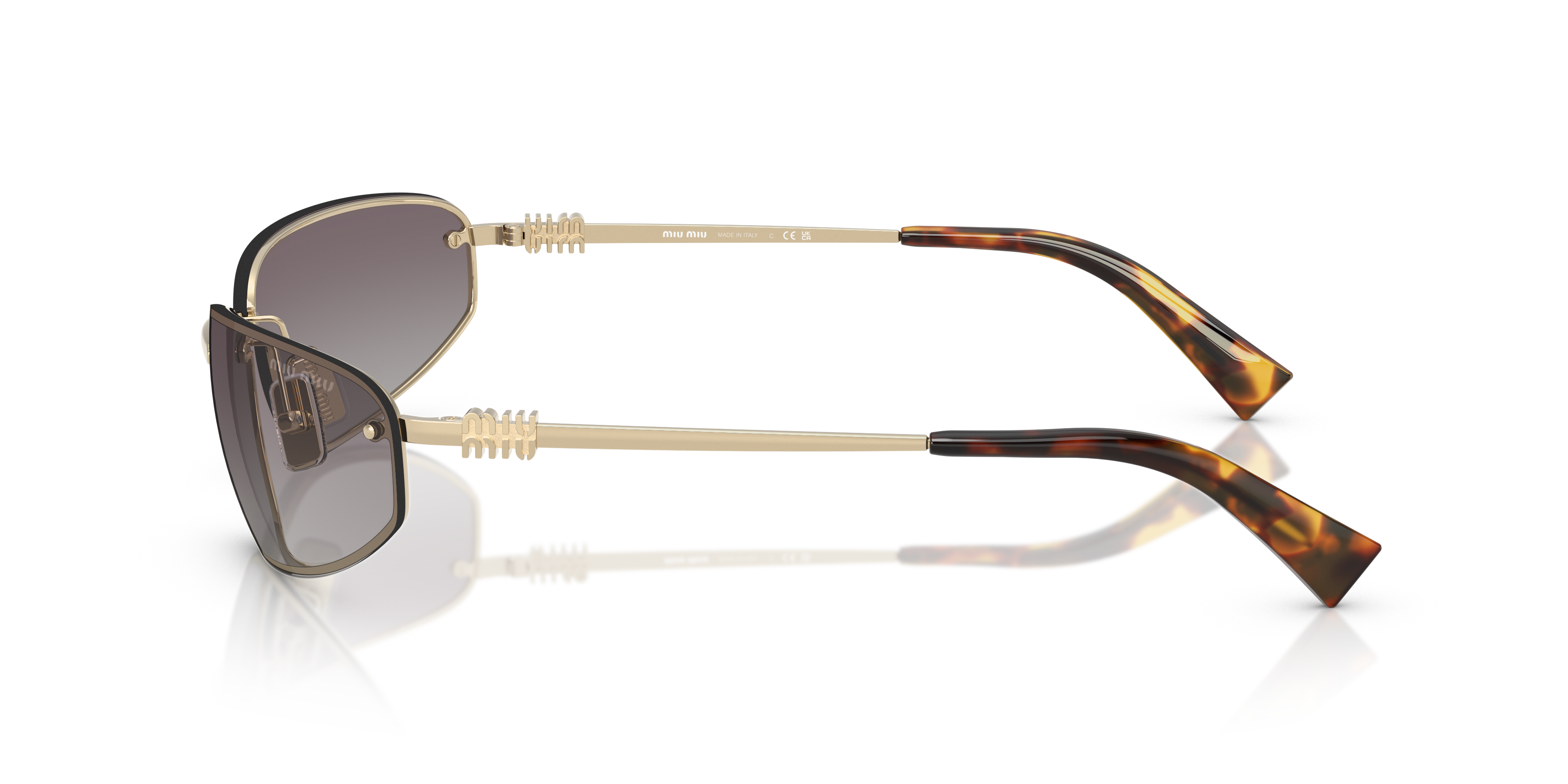 Miu Miu Woman Miu Miu MU A50S ZVN30C Sunglasses Metal Gold Blue Round Normal Nuanced