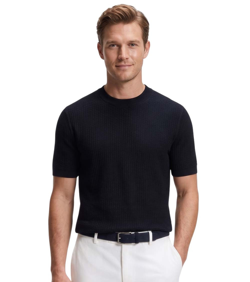 Navy Blue Textured T-Shirt