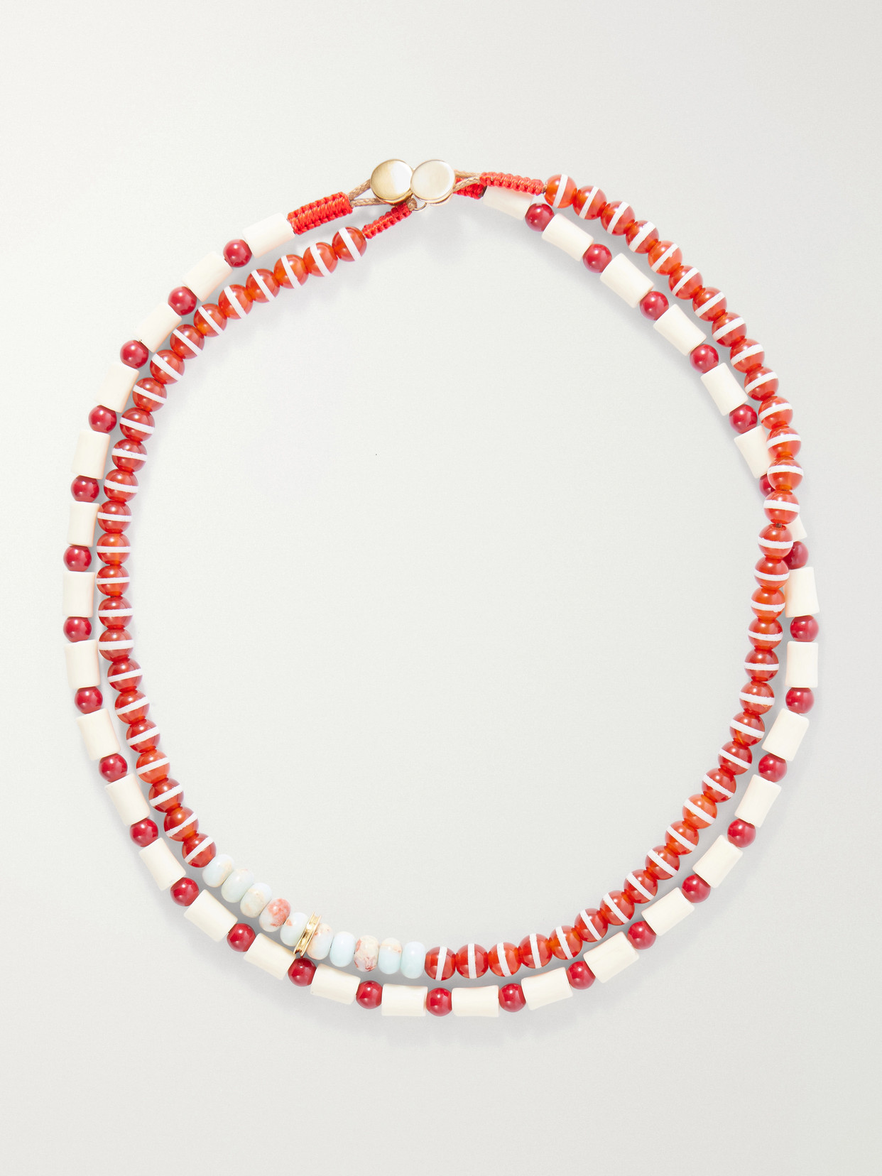 Paprika Set Of Two Beaded Necklaces - Red