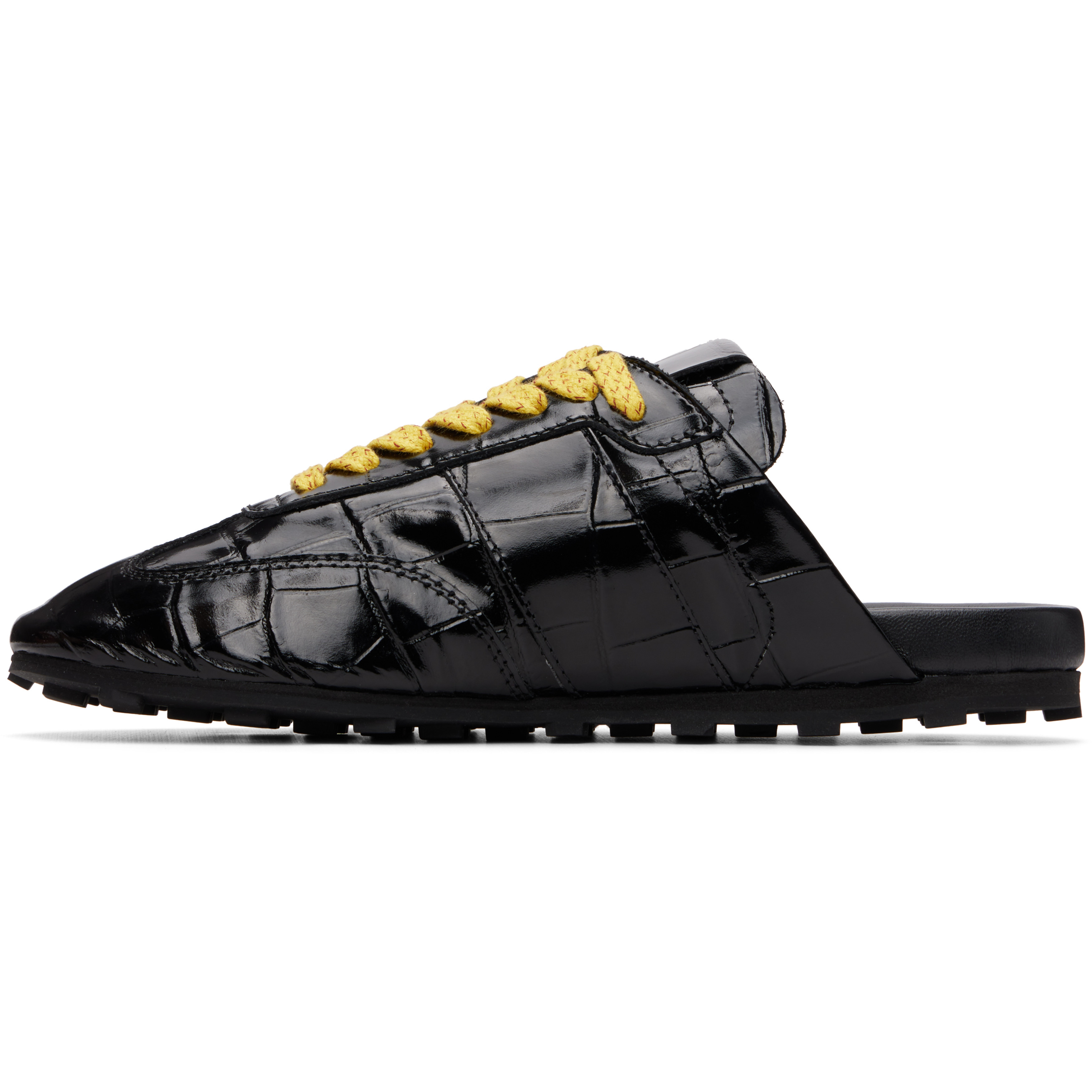 Black Croc-Effect Leather Softy Soccer Slip-On Sneakers