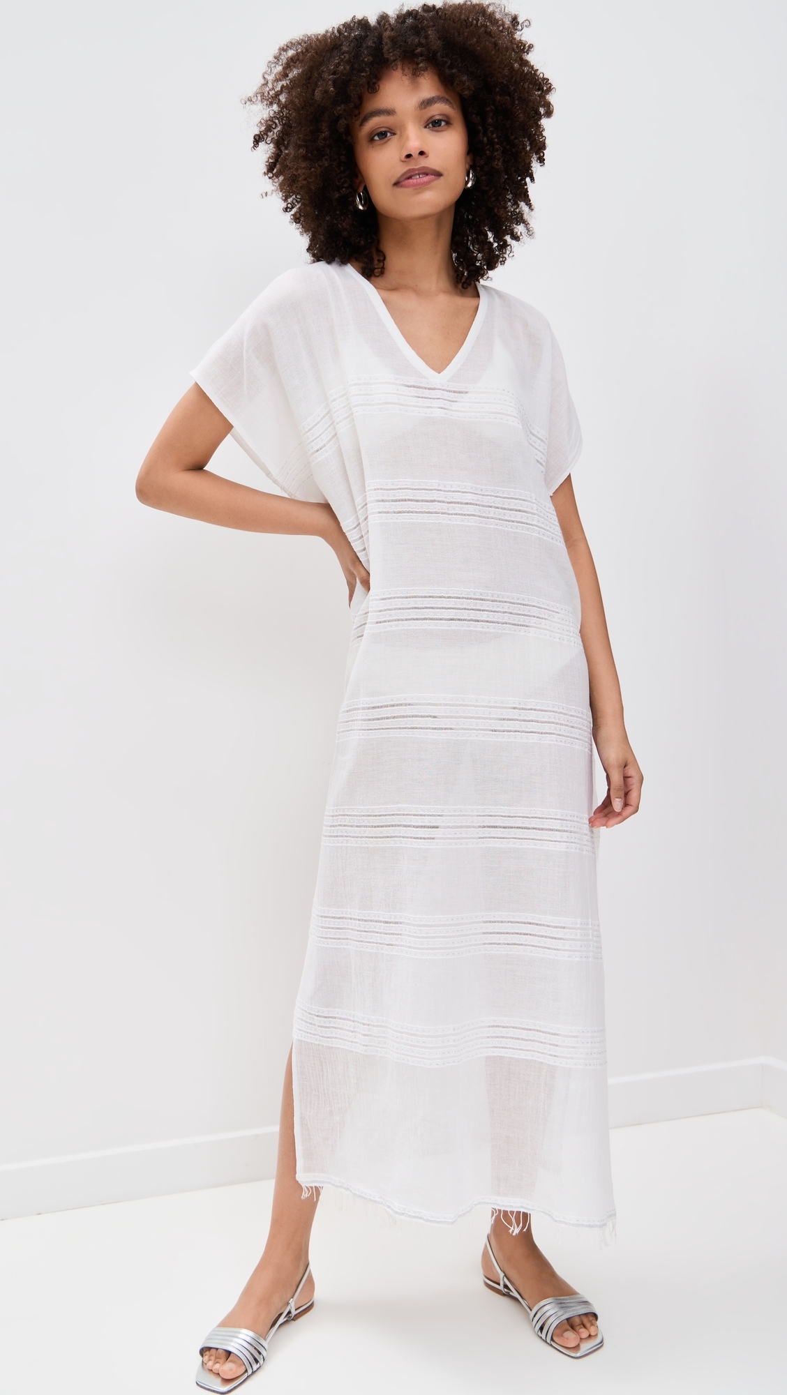 Lemlem Abira Classic Caftan White One Size