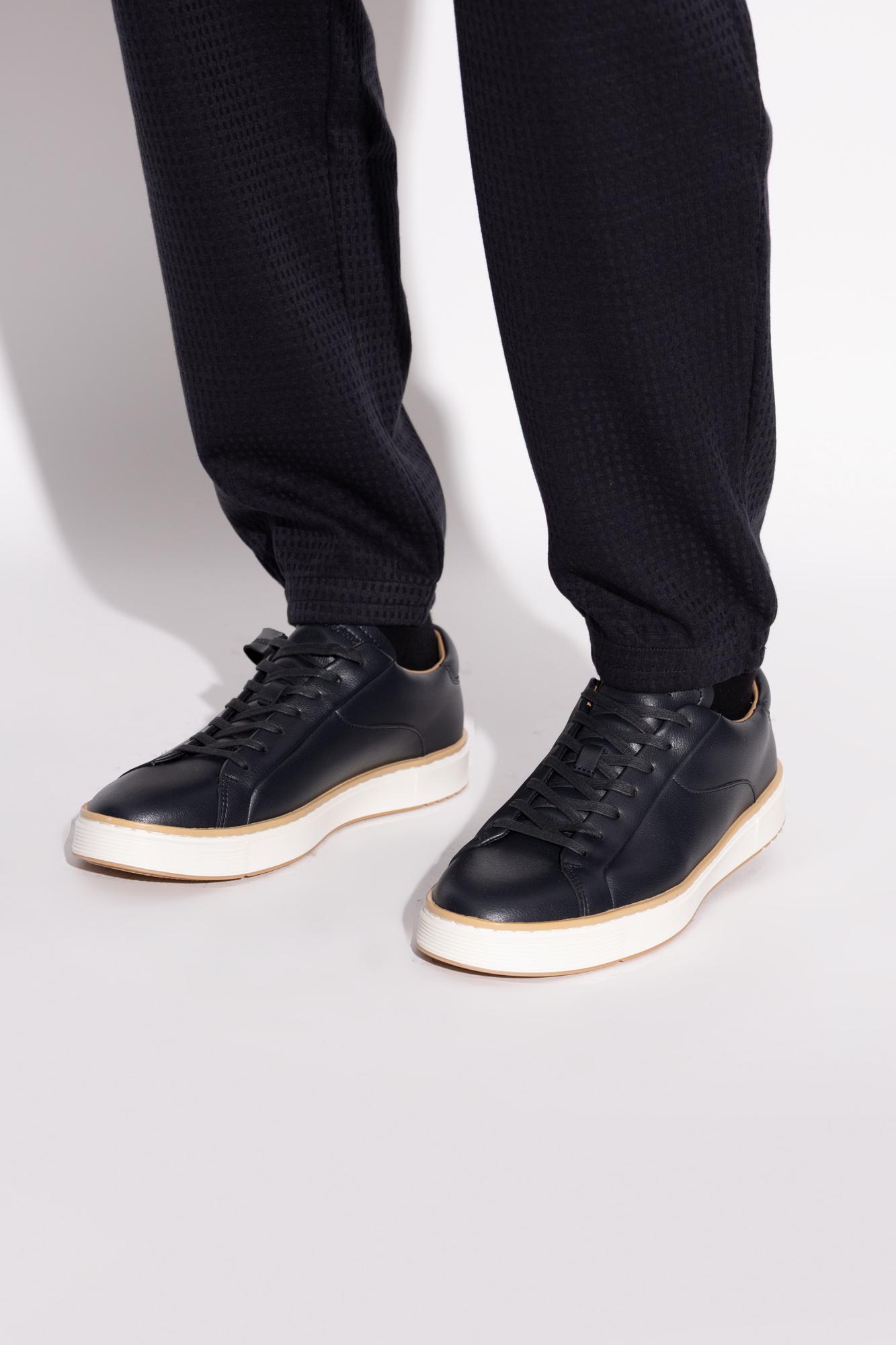 Leather Sports Shoes, Men's, Black