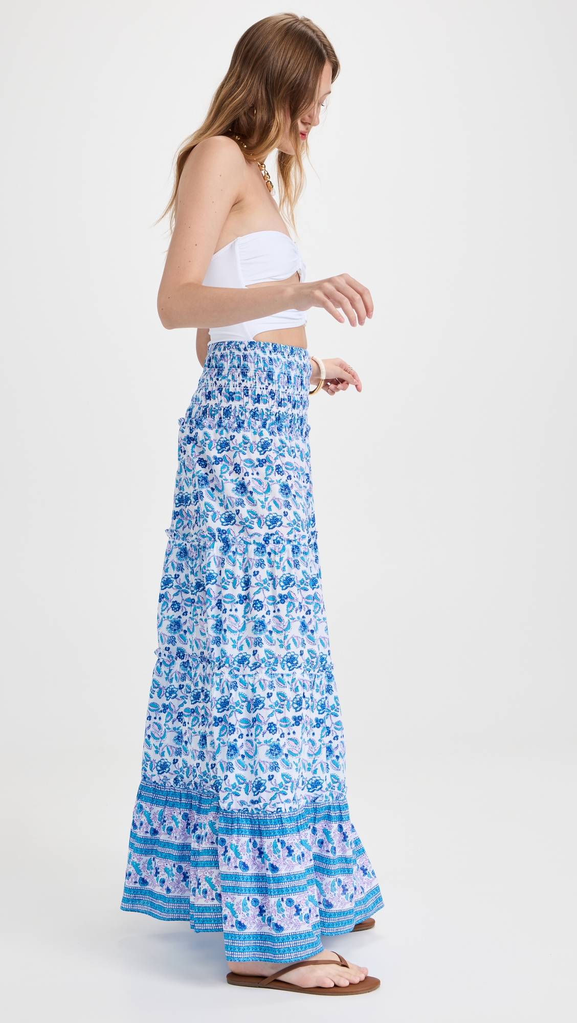 Printed Ruffle Skirt Blue Multi