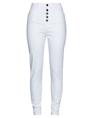 Woman Pants White Size 10 Cotton, Elastane