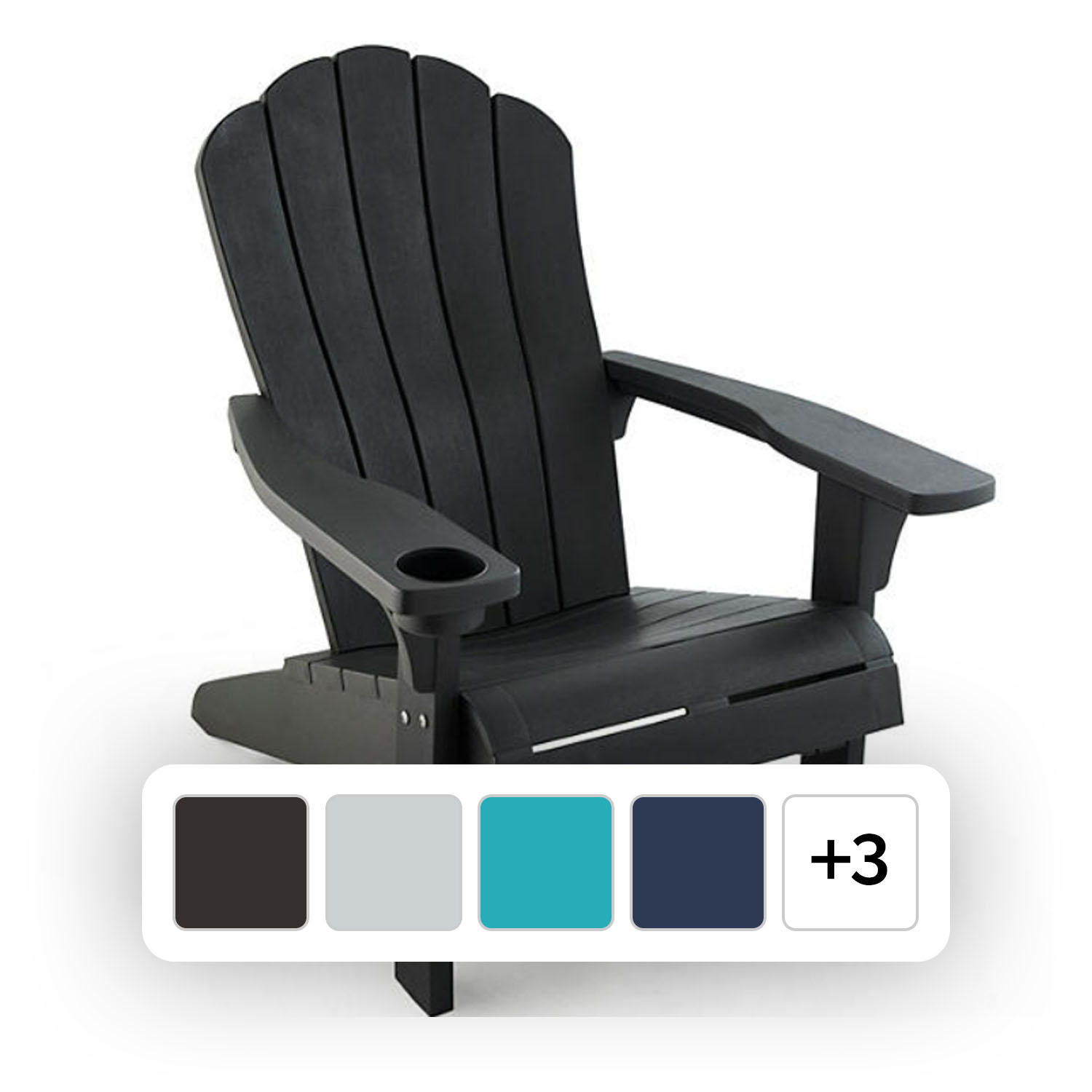 Everest Adirondack Chair with Integrated Cupholder:- Black