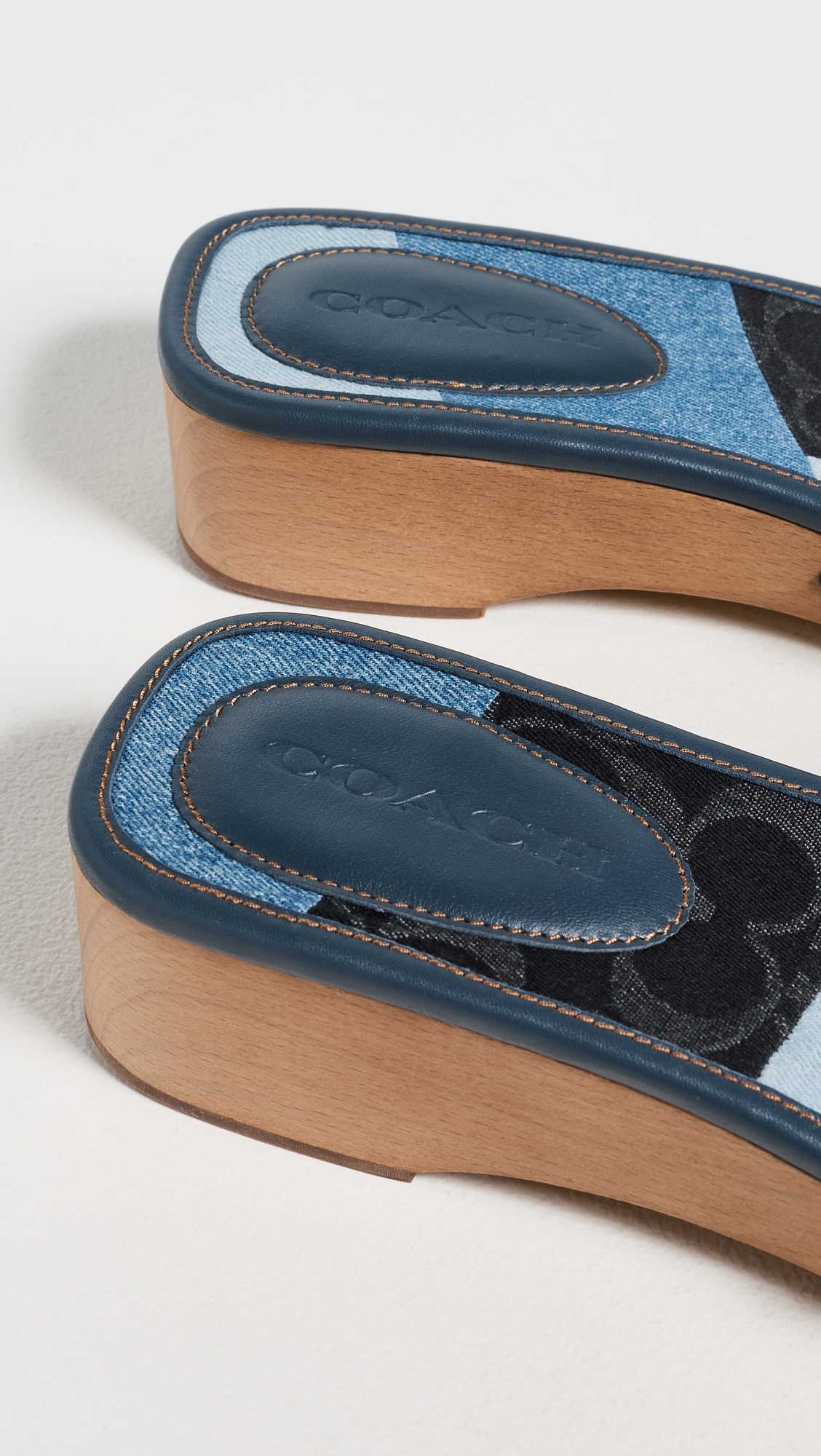 Margot Wooden Sandals Dark Indigo Patchwork Denim