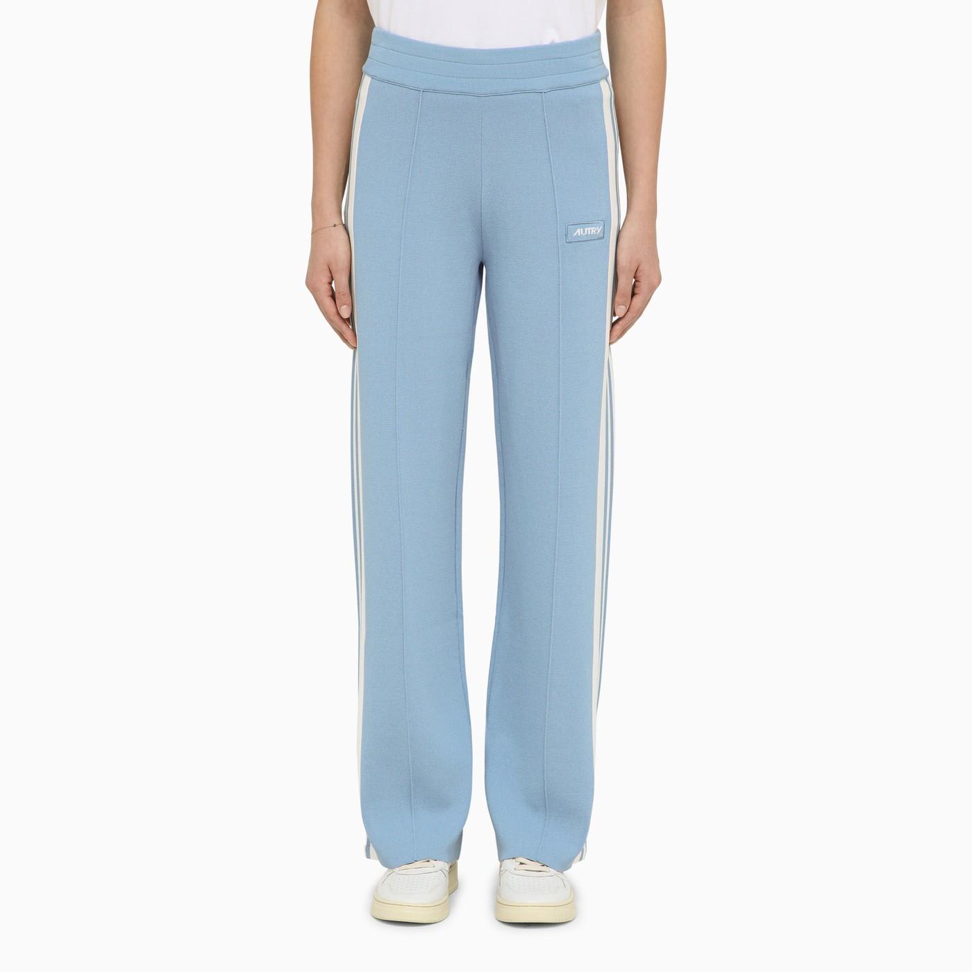 Stripped knitted track pants - Blue